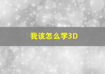 我该怎么学3D