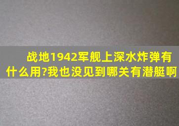 战地1942军舰上深水炸弹有什么用?我也没见到哪关有潜艇啊