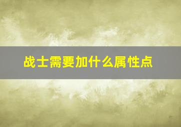 战士需要加什么属性点