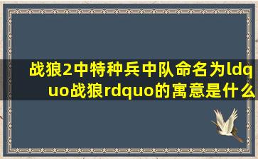 战狼2中特种兵中队命名为“战狼”的寓意是什么