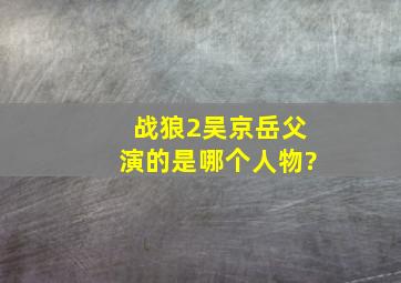 战狼2吴京岳父演的是哪个人物?