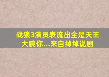 战狼3演员表流出全是天王大腕你...来自绰绰说剧