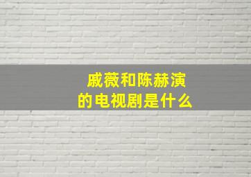 戚薇和陈赫演的电视剧是什么