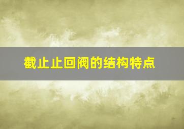 截止止回阀的结构特点