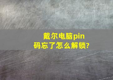 戴尔电脑pin码忘了怎么解锁?