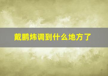 戴鹏炜调到什么地方了