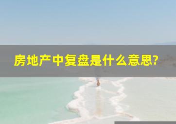 房地产中复盘是什么意思?