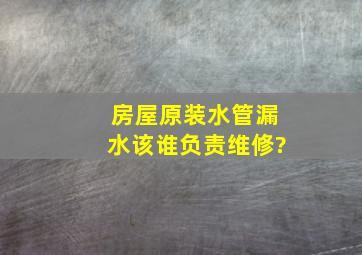 房屋原装水管漏水该谁负责维修?