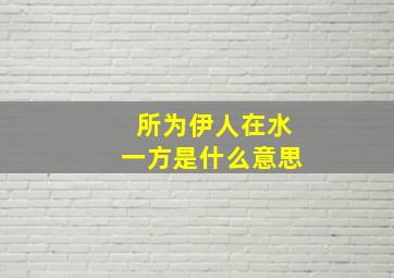 所为伊人在水一方是什么意思