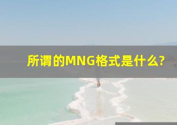 所谓的MNG格式是什么?