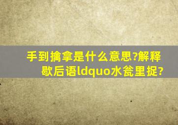 手到擒拿是什么意思?解释歇后语“水瓮里捉?