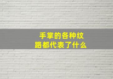 手掌的各种纹路都代表了什么