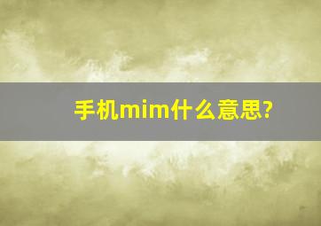 手机mim什么意思?