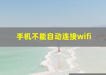 手机不能自动连接wifi