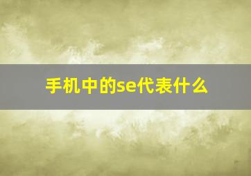 手机中的se代表什么