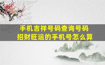 手机吉祥号码查询号码 招财旺运的手机号怎么算