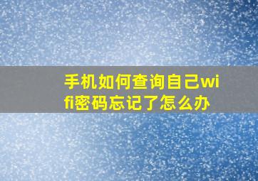 手机如何查询自己wifi密码忘记了怎么办