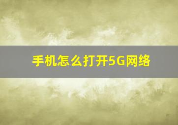 手机怎么打开5G网络(