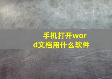 手机打开word文档用什么软件