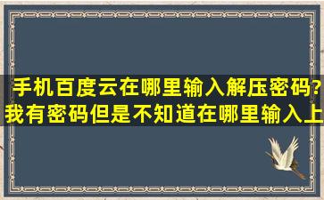 手机百度云在哪里输入解压密码?我有密码但是不知道在哪里输入上面...