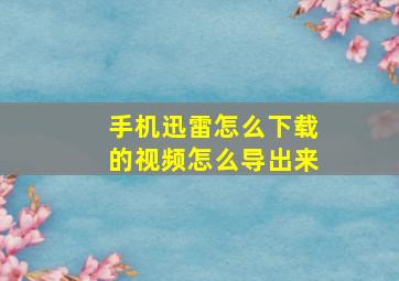 手机迅雷怎么下载的视频怎么导出来(