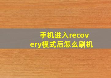 手机进入recovery模式后怎么刷机