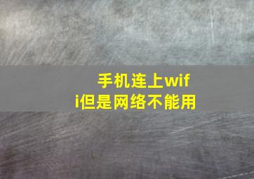 手机连上wifi但是网络不能用