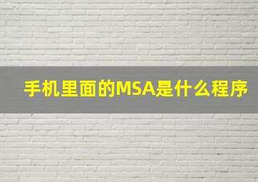 手机里面的MSA是什么程序