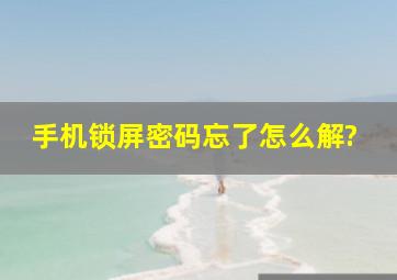 手机锁屏密码忘了怎么解?