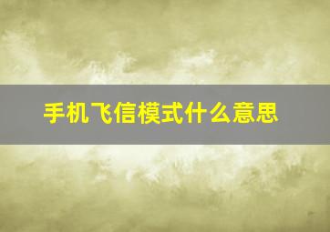 手机飞信模式什么意思