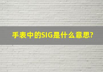 手表中的SIG是什么意思?