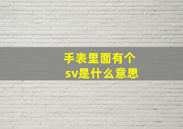 手表里面有个sv是什么意思