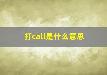 打call是什么意思