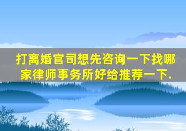 打离婚官司想先咨询一下找哪家律师事务所好给推荐一下.