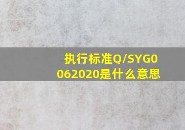 执行标准Q/SYG0062020是什么意思(