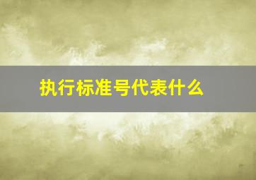 执行标准号代表什么 