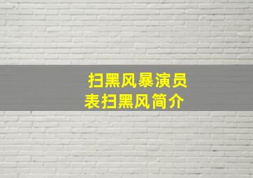 扫黑风暴演员表扫黑风简介 