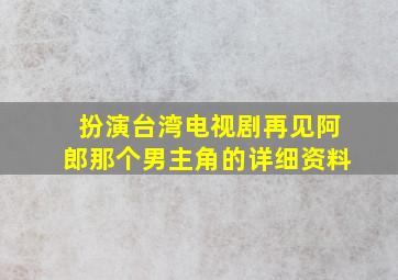 扮演台湾电视剧《再见阿郎》那个男主角的详细资料