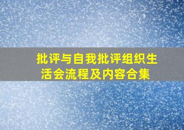 批评与自我批评组织生活会流程及内容合集 