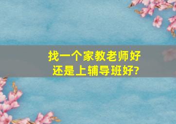 找一个家教老师好还是上辅导班好?