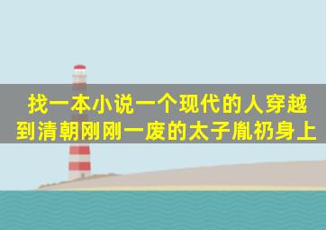 找一本小说,一个现代的人穿越到清朝刚刚一废的太子胤礽身上,