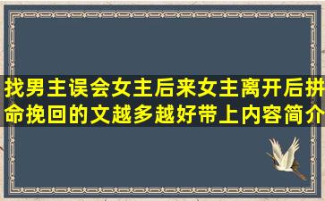 找男主误会女主后来女主离开后拼命挽回的文,越多越好,带上内容简介,...