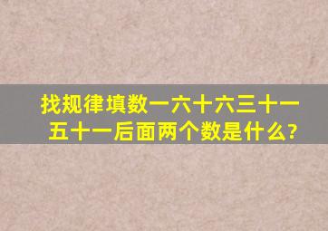 找规律填数一六十六三十一五十一后面两个数是什么?