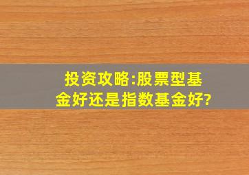 投资攻略:股票型基金好还是指数基金好?