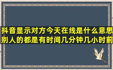 抖音显示对方今天在线是什么意思,别人的都是有时间,几分钟几小时前...