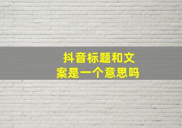 抖音标题和文案是一个意思吗