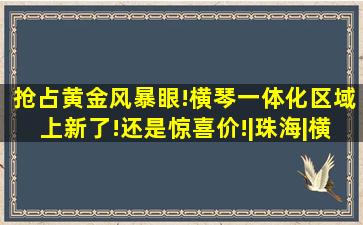 抢占黄金风暴眼!横琴一体化区域上新了!还是惊喜价!|珠海|横琴新区|粤港...