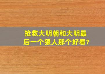 抢救大明朝和大明最后一个狠人那个好看?