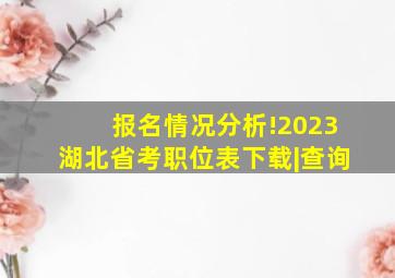 报名情况分析!2023湖北省考职位表下载|查询