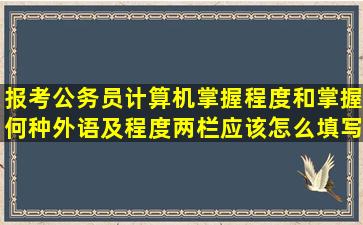 报考公务员计算机掌握程度和掌握何种外语及程度两栏应该怎么填写